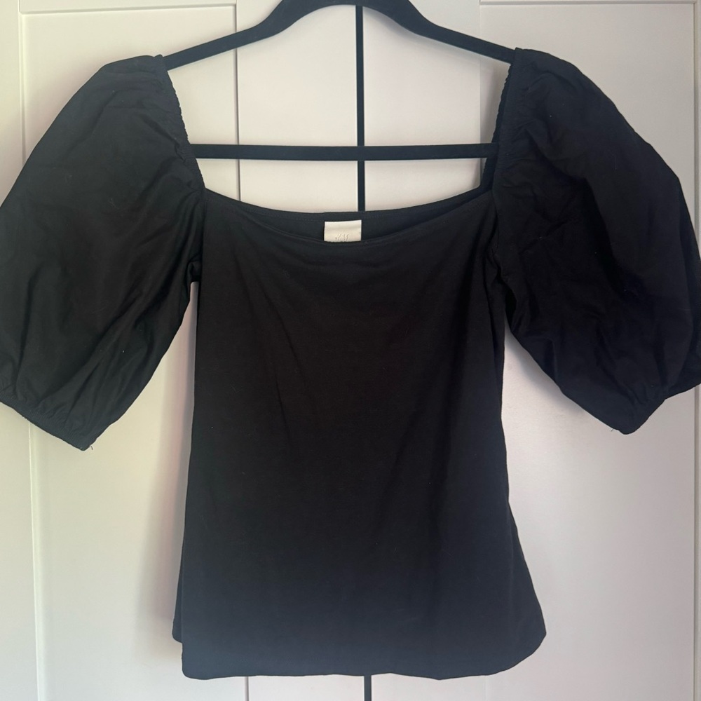 H&M Puff Sleeve Black Top